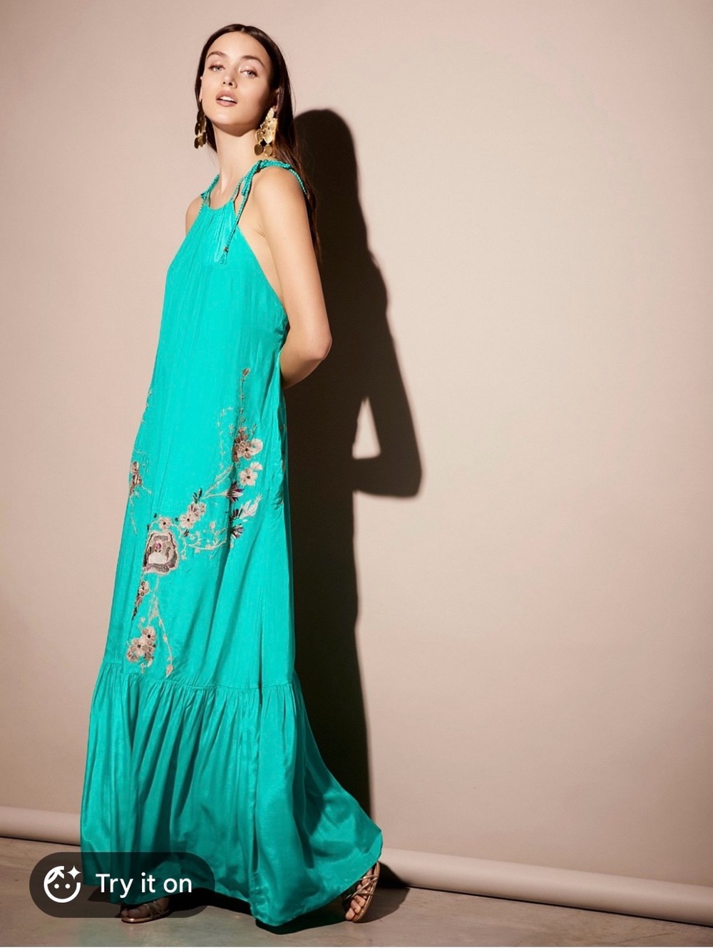 Free People teal beaded maxi size medium